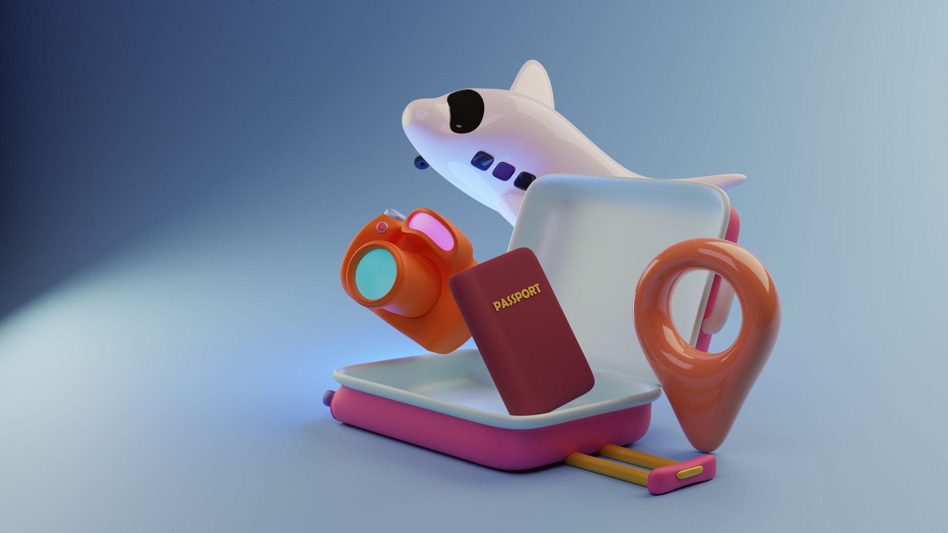 3d cartoon airplane travel